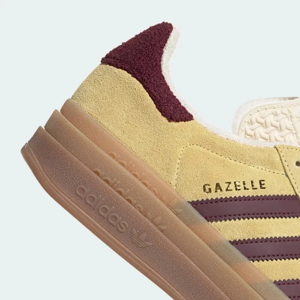 adidas WMNS Originals Gazelle Bold Almost Yellow Maroon IF Women Size - Picture 9 of 10